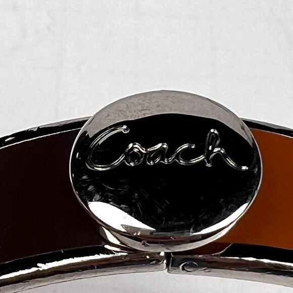 Coach Multi-Colored Hinge Bangle Push Button Clasp Enamel and Silver - Picture 4 of 11